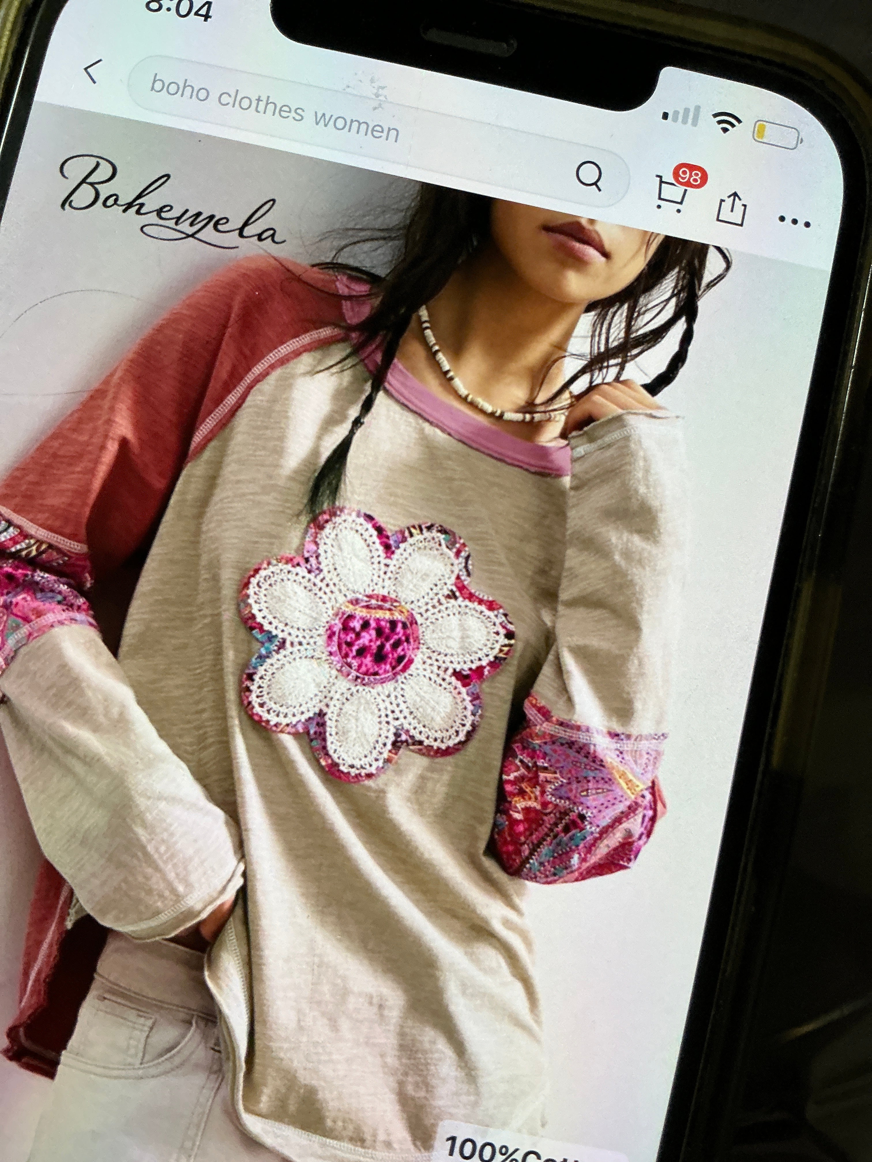 Pink Flower Patchwork top