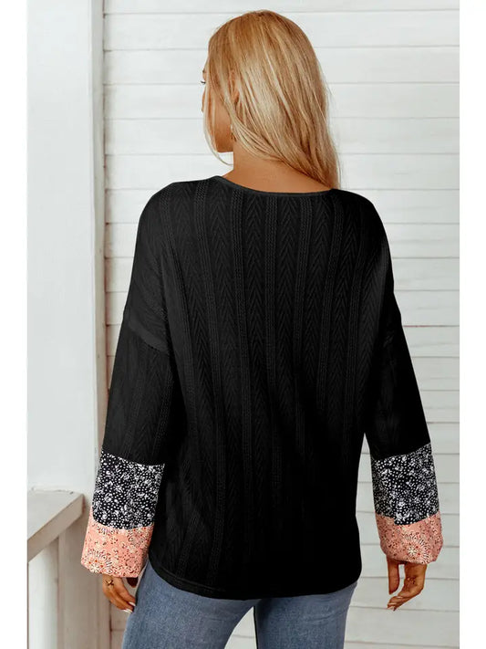Black Fall Floral Blouse
