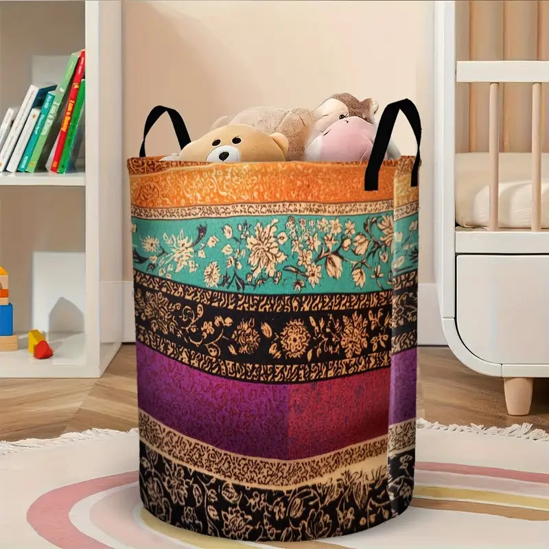 Bohemian Style Round Laundry Basket with Handles