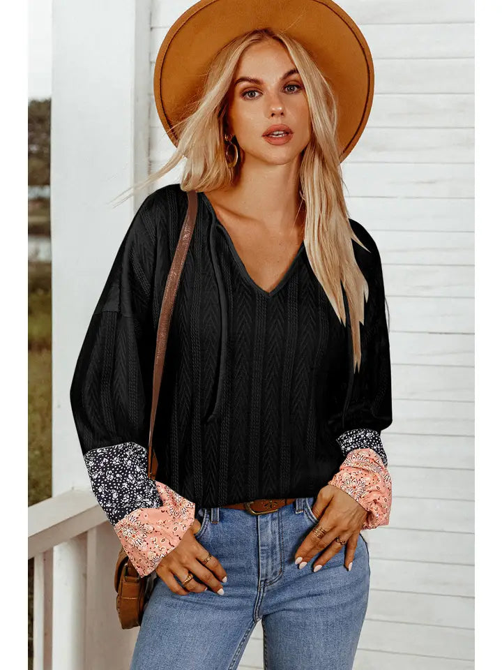 Black Fall Floral Blouse