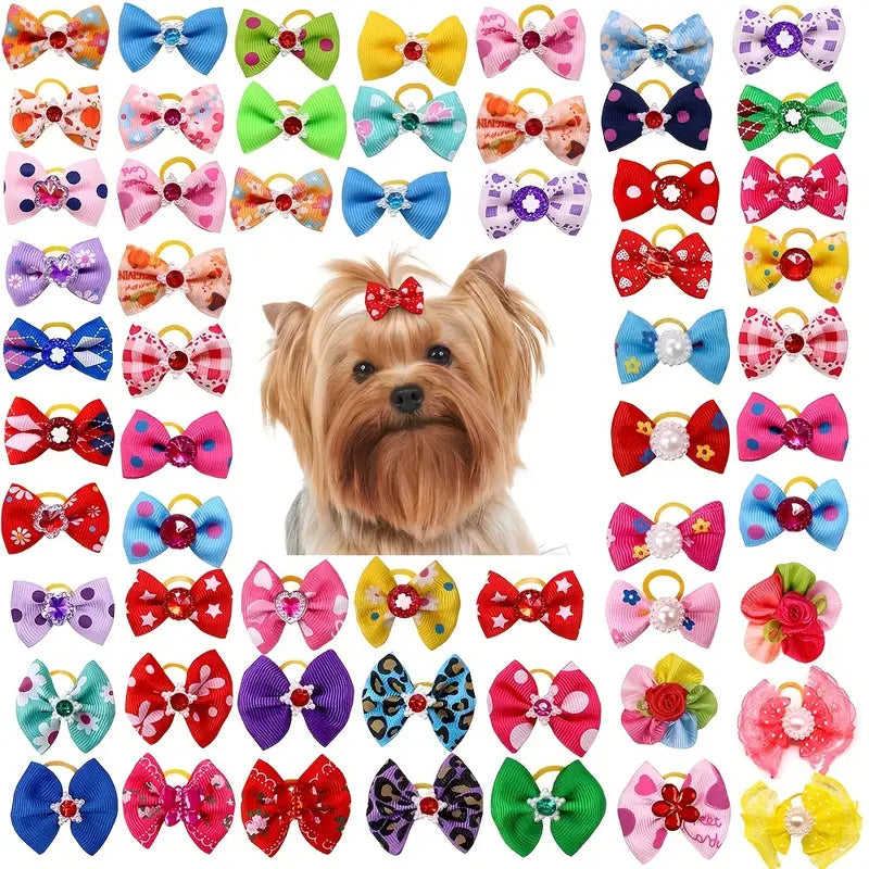 Assorted Pet Bow Hair Ties for Dogs