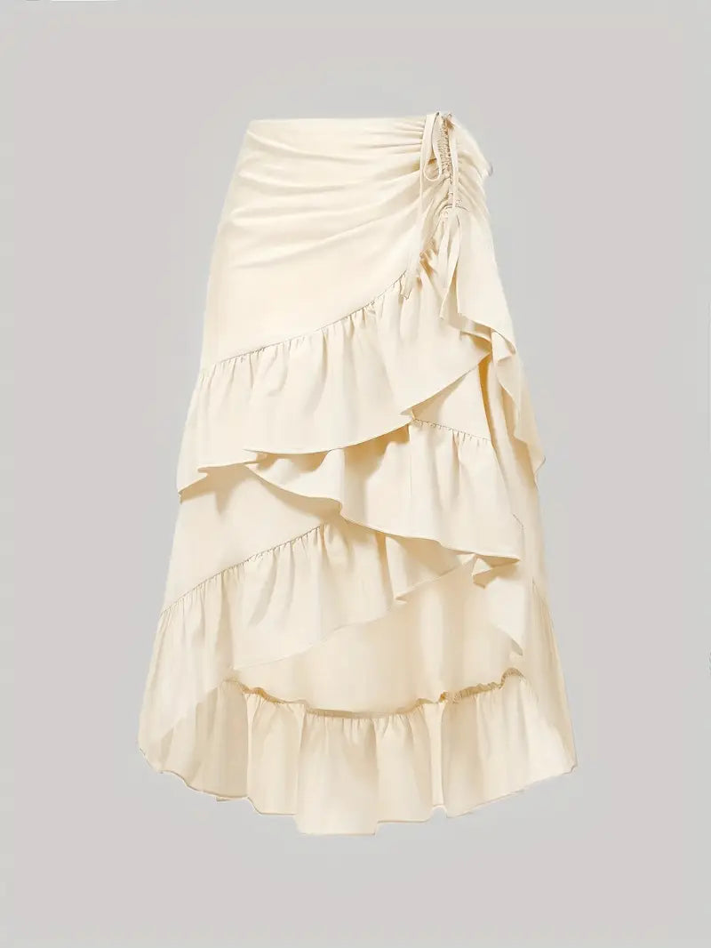 Cream Tiered Ruffle Skirt