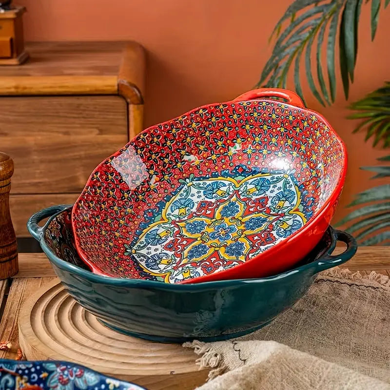 Bohemian Ceramic Salad Bowl