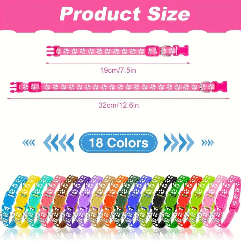 18-Pack Adjustable Puppy Collars with Safety Buckle