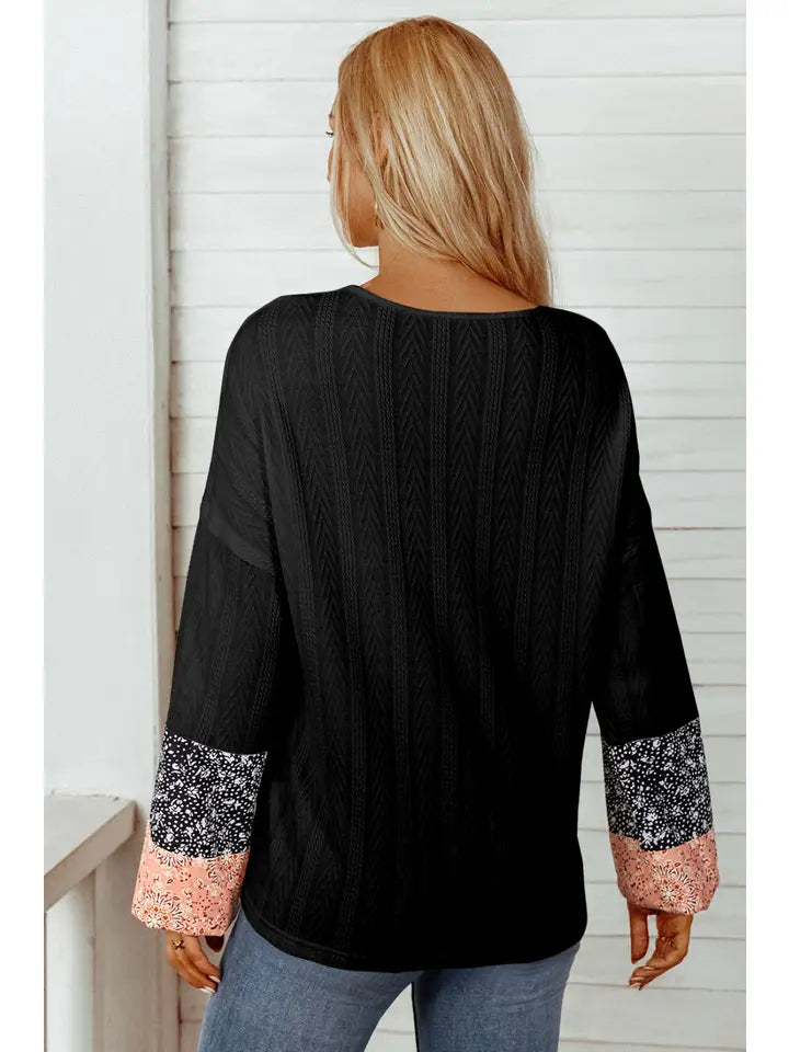 Black Fall Floral Blouse