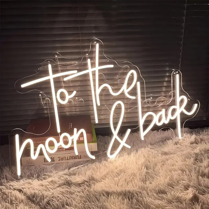 The Moon & Back" Neon Sign