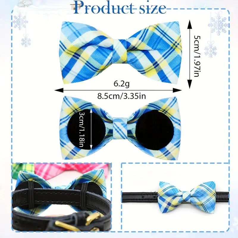 Plaid Dog Collars with Elastic Bands
