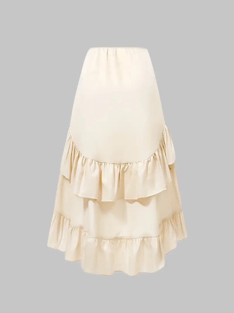 Cream Tiered Ruffle Skirt