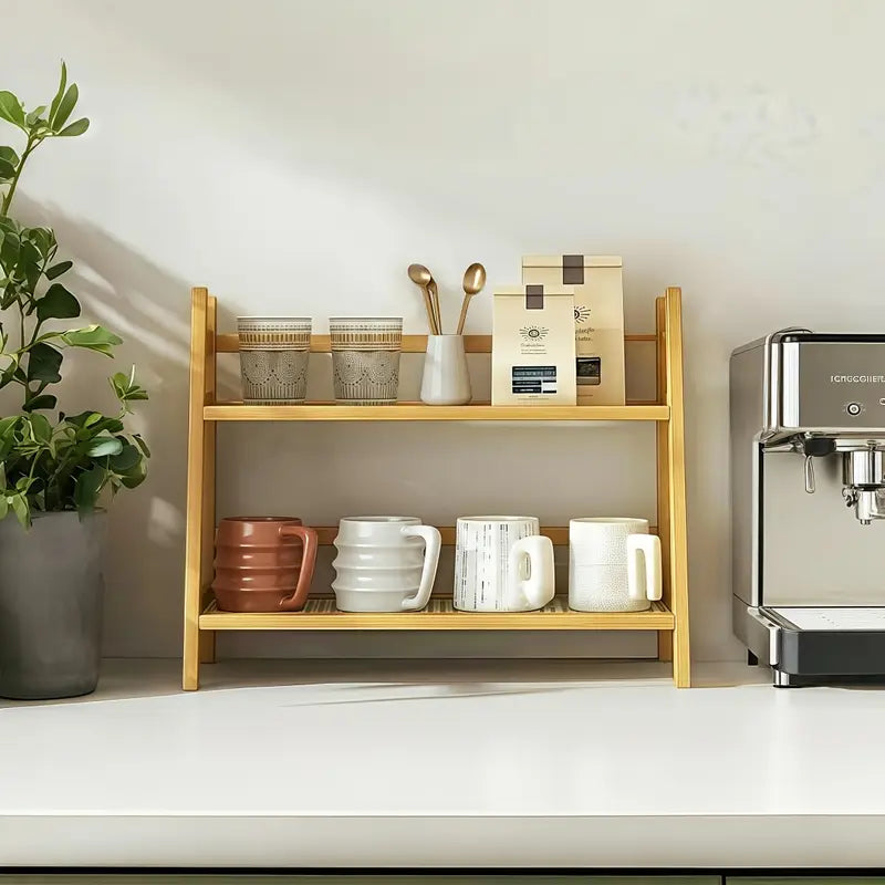 2-Tier Bamboo Organizer Shelf