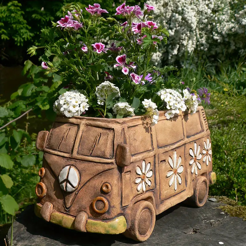 Vintage Hippie Van Resin Planter