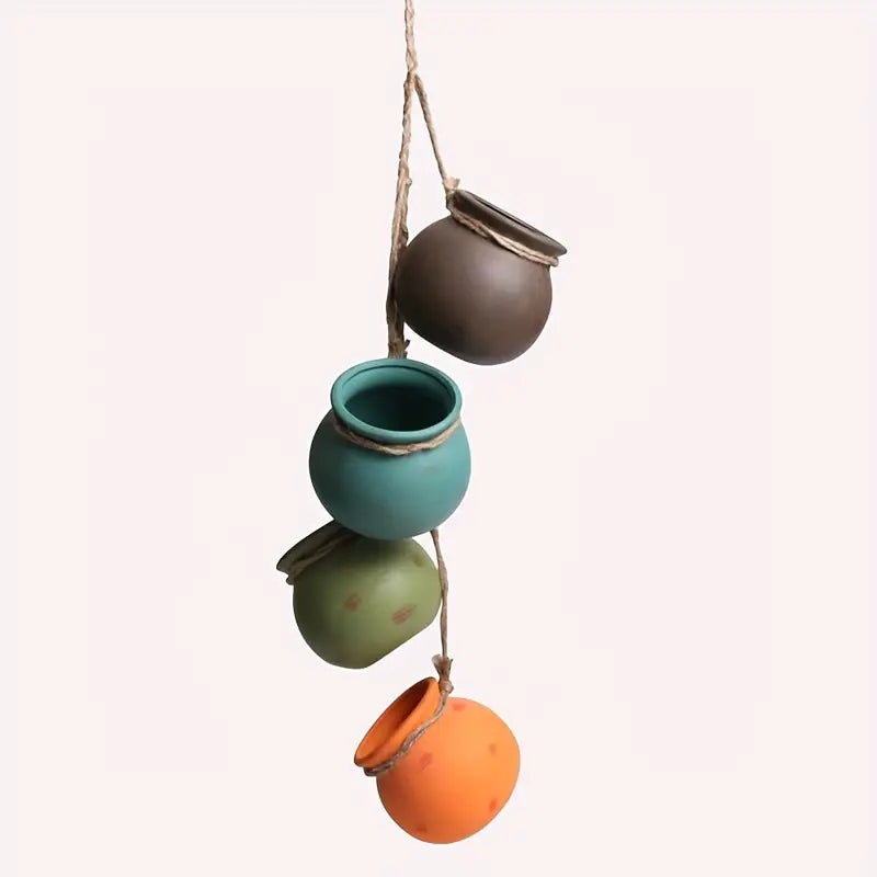 Terracotta Planter Collection 4pcs Dangling Hanging Mini Pots